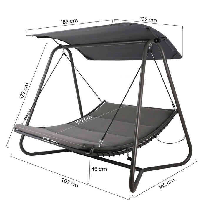 Dondolo giardino a letto con tettuccio Regan grigio