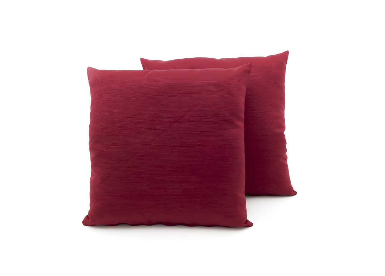 Coppia Cuscini Arredo Imbottiti Tessuto Ottoman In Tinta Unita Bordeaux 27 - 50x50 - Bordeaux 27
