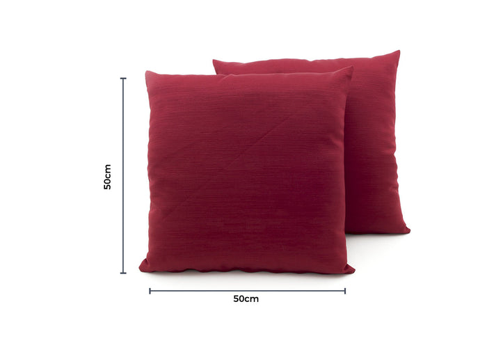 Coppia Cuscini Arredo Imbottiti Tessuto Ottoman In Tinta Unita Bordeaux 27 - 50x50 - Bordeaux 27