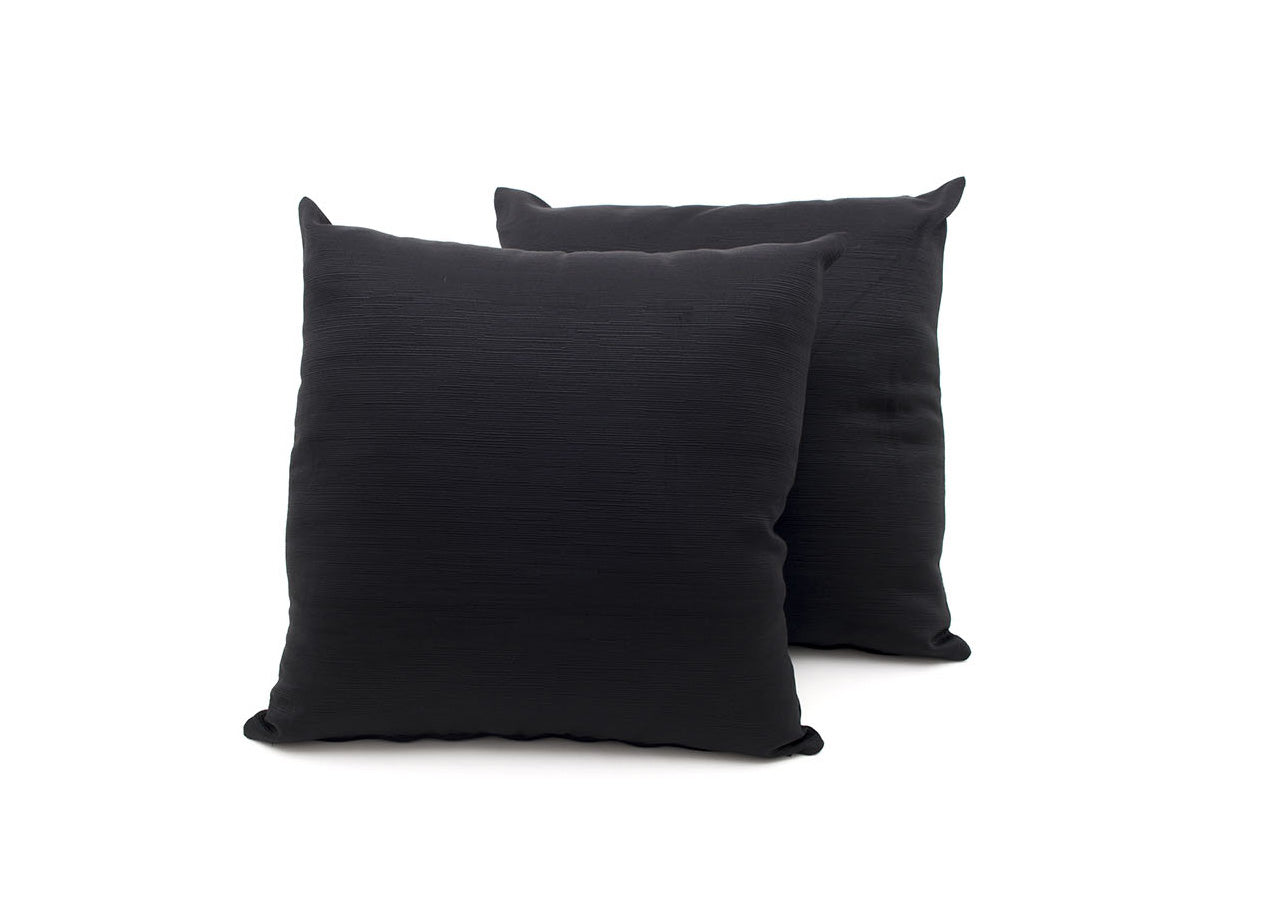 Coppia Cuscini Arredo Imbottiti Tessuto Ottoman In Tinta Unita Colore Nero 22 - 50x50 - Nero 22