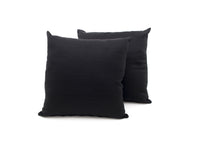 Coppia Cuscini Arredo Imbottiti Tessuto Ottoman In Tinta Unita Colore Nero 22 - 50x50 - Nero 22