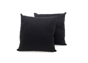 Coppia Cuscini Arredo Imbottiti Tessuto Ottoman In Tinta Unita Colore Nero 22 - 50x50 - Nero 22