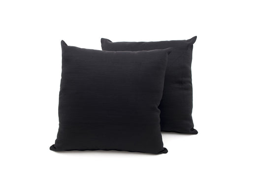 Coppia Cuscini Arredo Imbottiti Tessuto Ottoman In Tinta Unita Colore Nero 22 - 50x50 - Nero 22