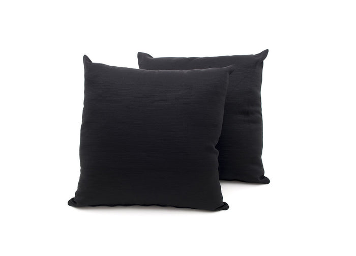 Coppia Cuscini Arredo Imbottiti Tessuto Ottoman In Tinta Unita Colore Nero 22 - 50x50 - Nero 22