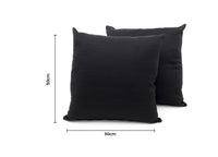 Coppia Cuscini Arredo Imbottiti Tessuto Ottoman In Tinta Unita Colore Nero 22 - 50x50 - Nero 22