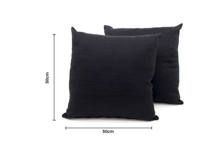 Coppia Cuscini Arredo Imbottiti Tessuto Ottoman In Tinta Unita Colore Nero 22 - 50x50 - Nero 22