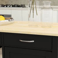 Carrello Cucina Classico con Cassetti, Ruote e Armadietto 2 Ante Salvaspazio 89x40x84cm, Nero
