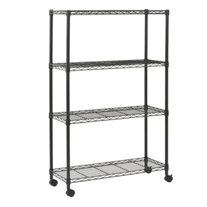 Scaffale acciaio cromato con ruote 4 ripiani 90x35x137 cm