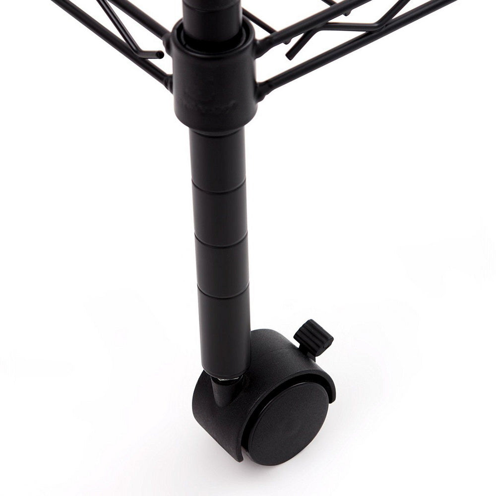 Scaffale acciaio cromato con ruote 4 ripiani 90x35x137 cm