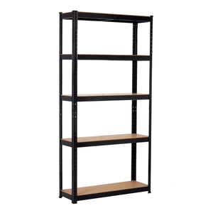 Scaffale metallico nero per garage 150X75X30 cm 5 ripiani