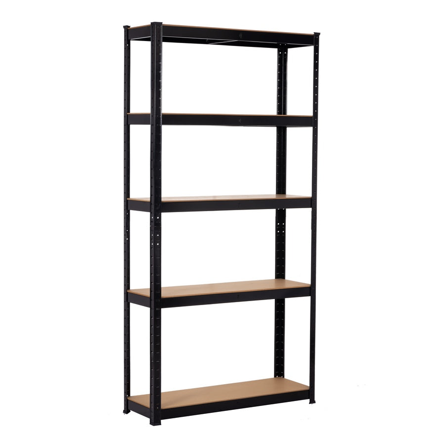 Scaffale metallico nero per garage 150X75X30 cm 5 ripiani