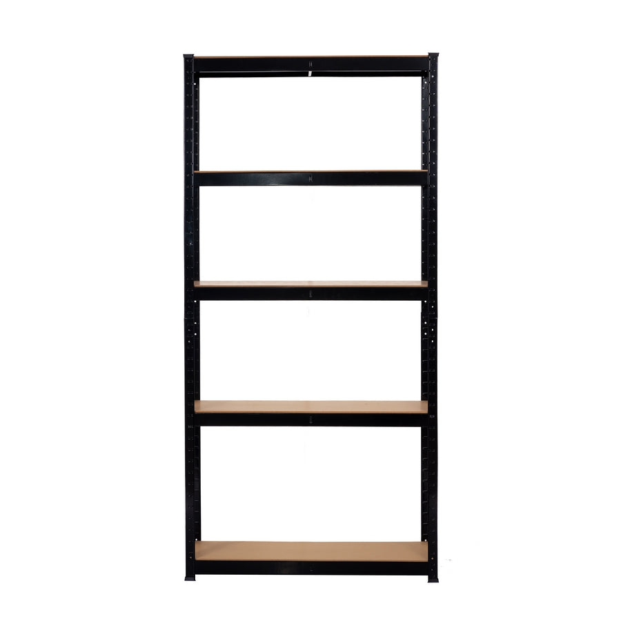 Scaffale metallico nero per garage 150X75X30 cm 5 ripiani