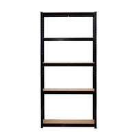 Scaffale metallico nero per garage 150X75X30 cm 5 ripiani