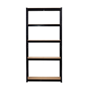 Scaffale metallico nero per garage 150X75X30 cm 5 ripiani