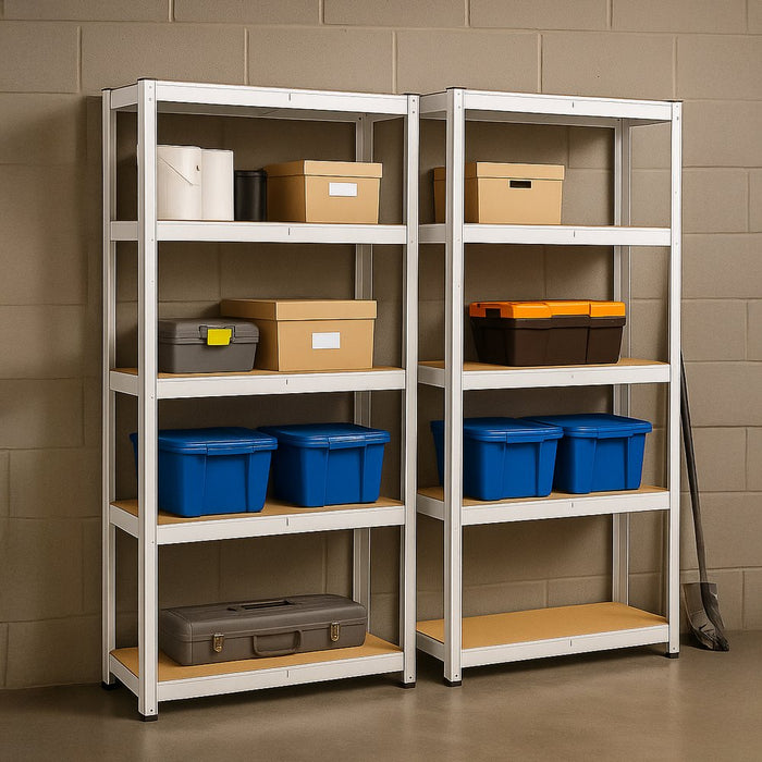 Scaffale metallico 5 ripiani 875kg bianco x2