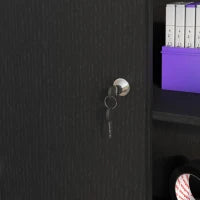 Armadietto da Ufficio a 3 Ripiani con 2 Chiavi di Sicurezza e Ante Scorrevoli, 80x40x120 cm, Nero
