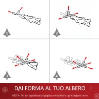 Albero di Natale 180cm con 27 Luci LED, Fibre Ottiche e 230 Rami, Albero di Natale Artificiale