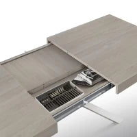 PAZZO DESIGN Tavolo Allungabile con Gambe Incrociate, Made in Italy, 140 x 90 x 74 cm, Olmo Perla con Gamba Bianca