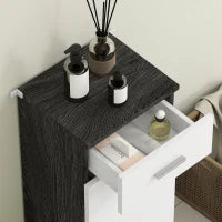 kleankin Mobile Bagno con Cassetto e Armadietto in Legno, 35x30x77.5cm, Bianco e Nero
