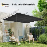 Copertura per Gazebo Pergola con 8 Fori di Drenaggio, in Poliestere UV30+, 286x245 cm, Grigio Scuro