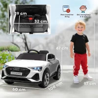 Macchina Elettrica per Bambini 12V con Telecomando, Velocità 3-8km/h, Luci e Musica, Età 3-5 Anni, Bianco