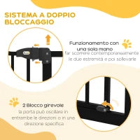 Cancelletto per Cani Estensibile con 4 Viti Regolabili, in Metallo e Plastica, 74-100x94 cm, Nero