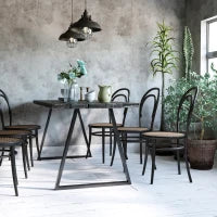 Set 2 Gambe per Tavolo Trapezoidali in Acciaio con 6 Fori e 12 Viti, 70x5x72 cm, Nero