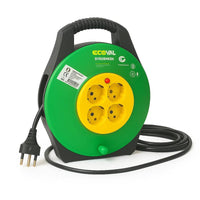 Ecova 32121 avvolgicavo 15 metri con 4 prese universali 10/16a e cavo h05vv-f