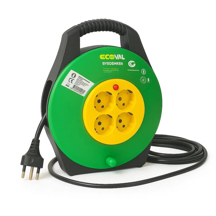 Ecova 32121 avvolgicavo 15 metri con 4 prese universali 10/16a e cavo h05vv-f