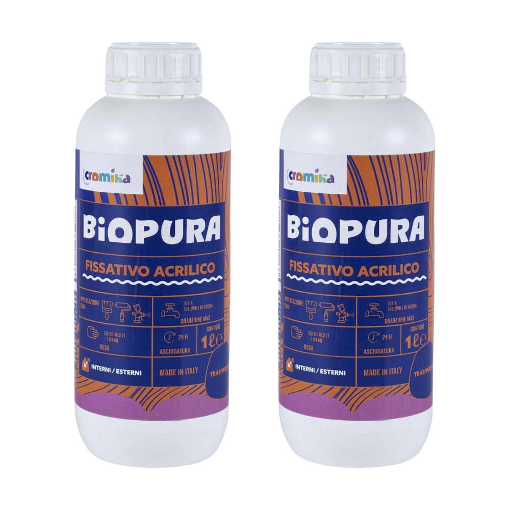 Fissativo acrilico isolante professionale per muri e intonaci – kit 2 pezzi biopura cromika