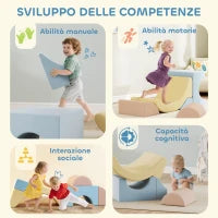 Set 5 Costruzioni Morbide per Bambini 1.5-8 Anni, in Tessuto Effetto Velluto e Spugna, Multicolore