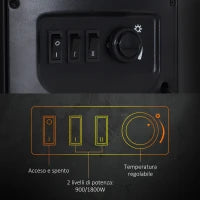 Camino Elettrico da Terra Potenza 900W/2000W con Effetto Fiamma 41 x 41 x 64.5cm Nero