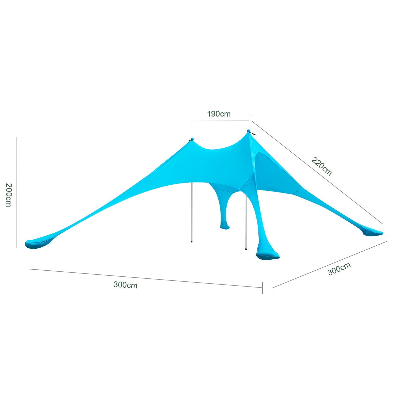 Tenda da spiaggia portatile tenda parasole spiaggia con protezione dai raggi UV UPF 30+ Azzurro OZT01-HB