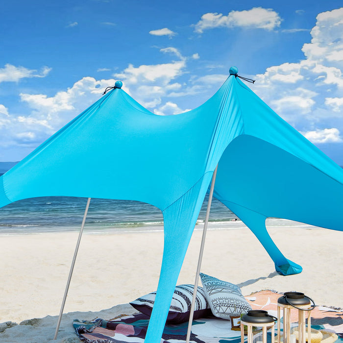Tenda da spiaggia portatile tenda parasole spiaggia con protezione dai raggi UV UPF 30+ Azzurro OZT01-HB