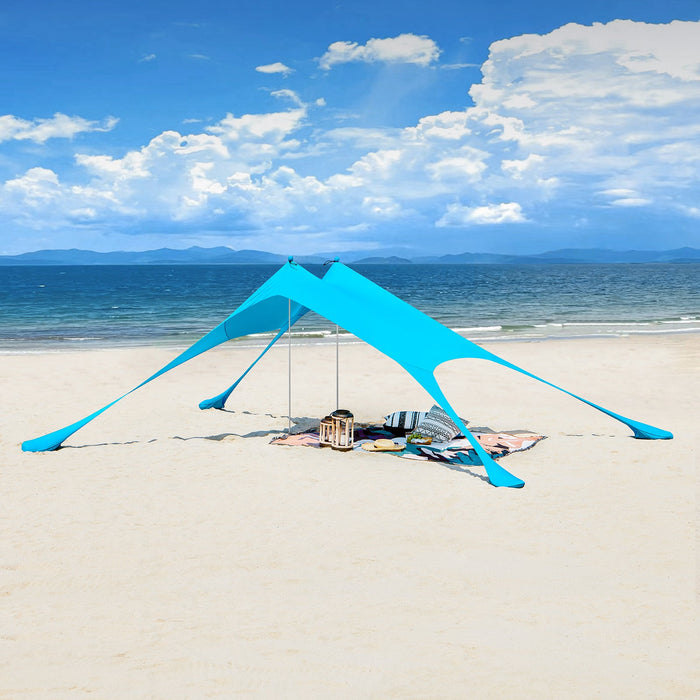 Tenda da spiaggia portatile tenda parasole spiaggia con protezione dai raggi UV UPF 30+ Azzurro OZT01-HB