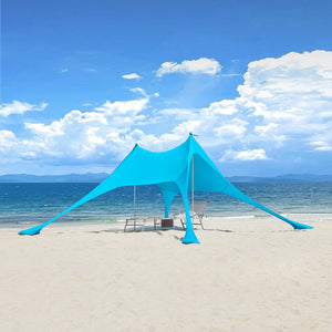 Tenda da spiaggia portatile tenda parasole spiaggia con protezione dai raggi UV UPF 30+ Azzurro OZT01-HB