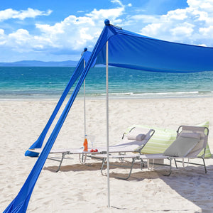 Tenda da spiaggia portatile tenda parasole con 4 aste spiaggia con protezione dai raggi UV UPF 30+ Blu 400x400x200cm OZT02-DB