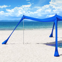 Tenda da spiaggia portatile tenda parasole con 4 aste spiaggia con protezione dai raggi UV UPF 30+ Blu 400x400x200cm OZT02-DB