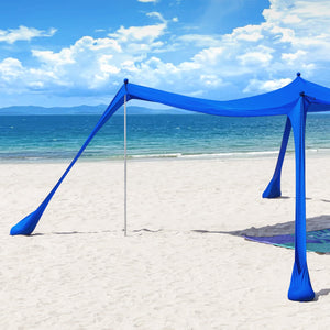 Tenda da spiaggia portatile tenda parasole con 4 aste spiaggia con protezione dai raggi UV UPF 30+ Blu 400x400x200cm OZT02-DB