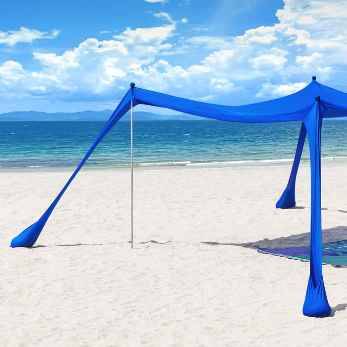 Tenda da spiaggia portatile tenda parasole con 4 aste spiaggia con protezione dai raggi UV UPF 30+ Blu 400x400x200cm OZT02-DB