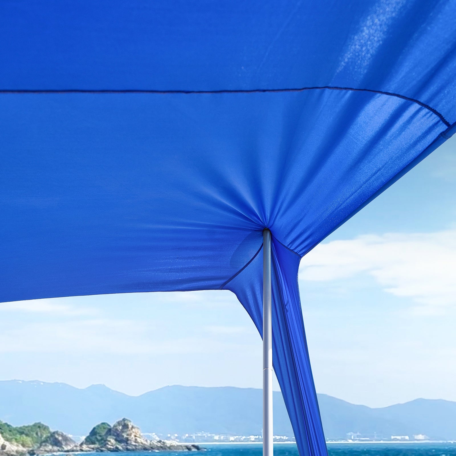 Tenda da spiaggia portatile tenda parasole con 4 aste spiaggia con protezione dai raggi UV UPF 30+ Blu 400x400x200cm OZT02-DB