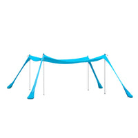 Tenda da spiaggia portatile tenda parasole con 4 aste spiaggia con protezione dai raggi UV UPF 30+ Azzurro 400x400x200cm OZT02-HB