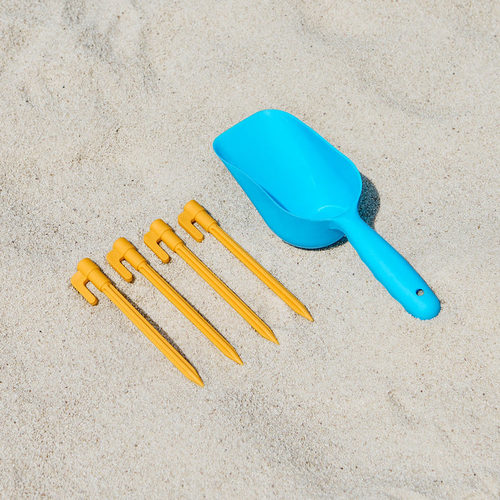 Tenda da spiaggia portatile tenda parasole con 4 aste spiaggia con protezione dai raggi UV UPF 30+ Azzurro 400x400x200cm OZT02-HB