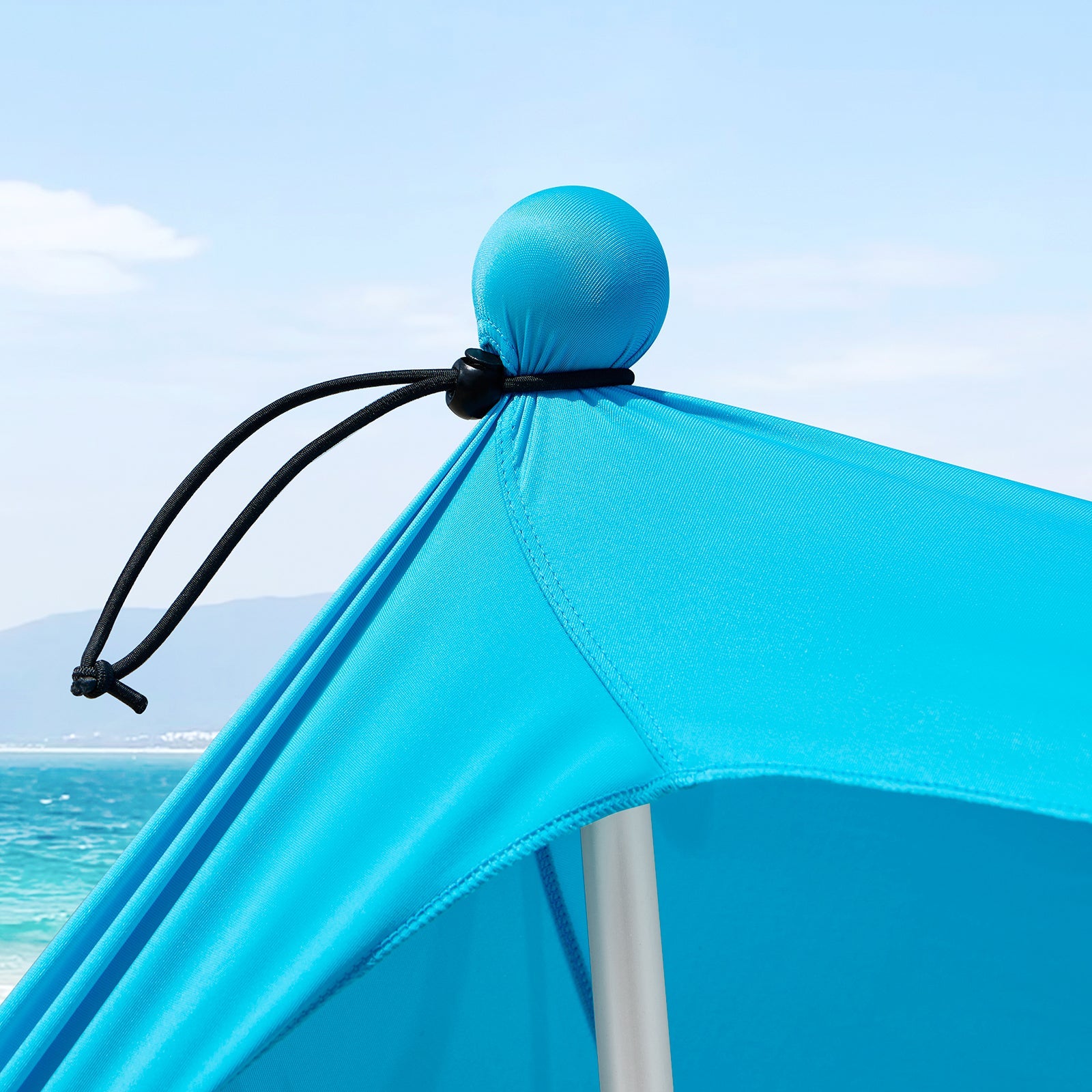 Tenda da spiaggia portatile tenda parasole con 4 aste spiaggia con protezione dai raggi UV UPF 30+ Azzurro 400x400x200cm OZT02-HB