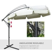 Ombrellone da Giardino a Braccio in Metallo e Poliestere con Apertura a Manovella, Ø2.7x2.7 m, Beige
