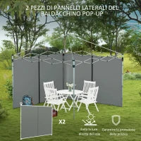 Set 2 Pareti Gazebo 3x3 e 3x6 m in Tessuto Oxford con Porte a Cerniera, 295x195 cm, Grigio Scuro