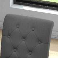 Set di 2 Sedie per Sala da Pranzo e Cucina con Gambe in Legno, Rivestimento in Lino, 47 x 61 x 101 cm, Grigio Scuro