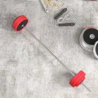 Set Bilanciere e Dischi da 30 kg totali con 6 Pesi e 2 Dadi, in Metallo, PU e Sabbia, 170x26x26 cm, Rosso