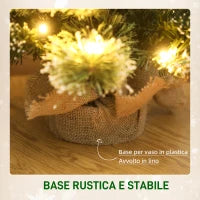 Albero di Natale Piccolo Alto 60 cm con 35 Luci LED Bianche, 64 Rami Ignifughi con Pigne, Verde
