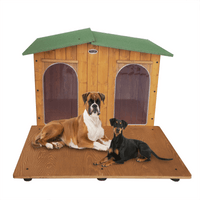 CUCCIA IN LEGNO PER CANI DA ESTERNO OASI CON DUE INGRESSI E DAVANZALE CON SEPARÈ ESTRAIBILE CON 2 "TENDINE OMAGGIO" L.119 x P.153 x H.87